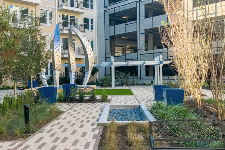 Beautiful view of Harmonious Modern Apartment Landscaping Ideas